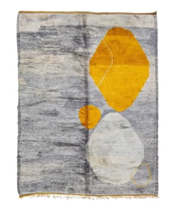 Abstract Modern Moroccan Handmade Gray Wool Rug