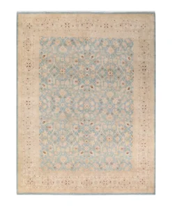 Eclectic, One-of-a-Kind Hand-Knotted Area Rug - Light Blue, 8' 0" x 10' 6"