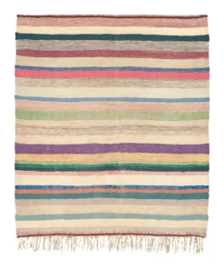 Mid 20th Century Moroccan Rag Rug - 4′9″ × 5′5″