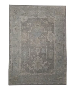 Turkish Oushak Rug Taupe, Gray, and Blue Handwoven Wool Rug 8'11" X 12'2" (Copy)