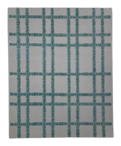 Turkish Oushak Rug Teal Gray Modern Handwoven Wool Rug 8'5" X 10'3"
